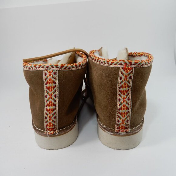 Beek Alpine Swift Ankle Boots Lace up Bootie Size 7 Suede Shearling Brown NEW - Picture 9 of 15